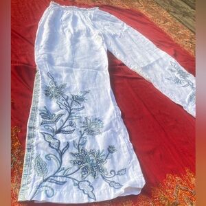 Rare Johnny Was embroidered linen pants
